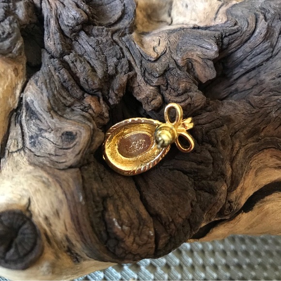 Joan Rivers Vintage Faberge Egg Gold Tone Bow Rope Classic Post Earrings SIGNED - Picture 6 of 10